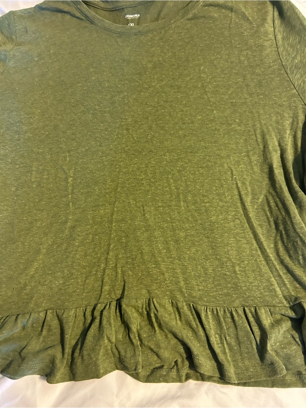 Sonoma Olive Green Ruffle-Hem Tunic Top